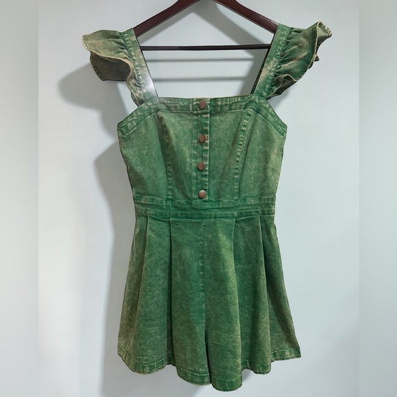 Flying Tomato Pants - Flying Tomato Emerald Green Washed Romper